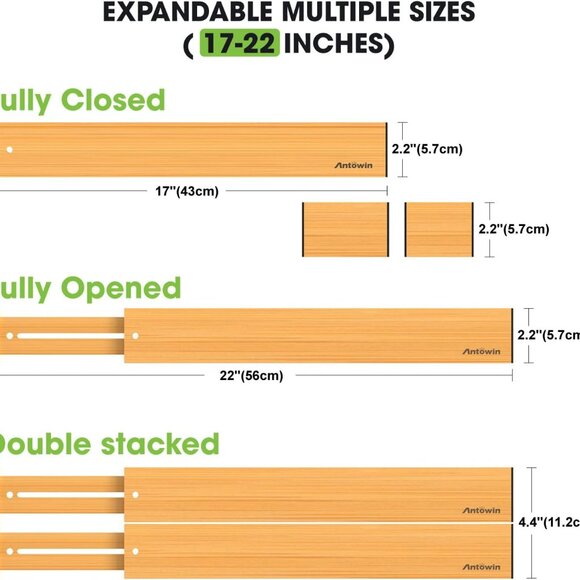 Elegant Bamboo Drawer Dividers - Adjustable 17-22'' Organizers for Tidy Spaces - Picture 8 of 9